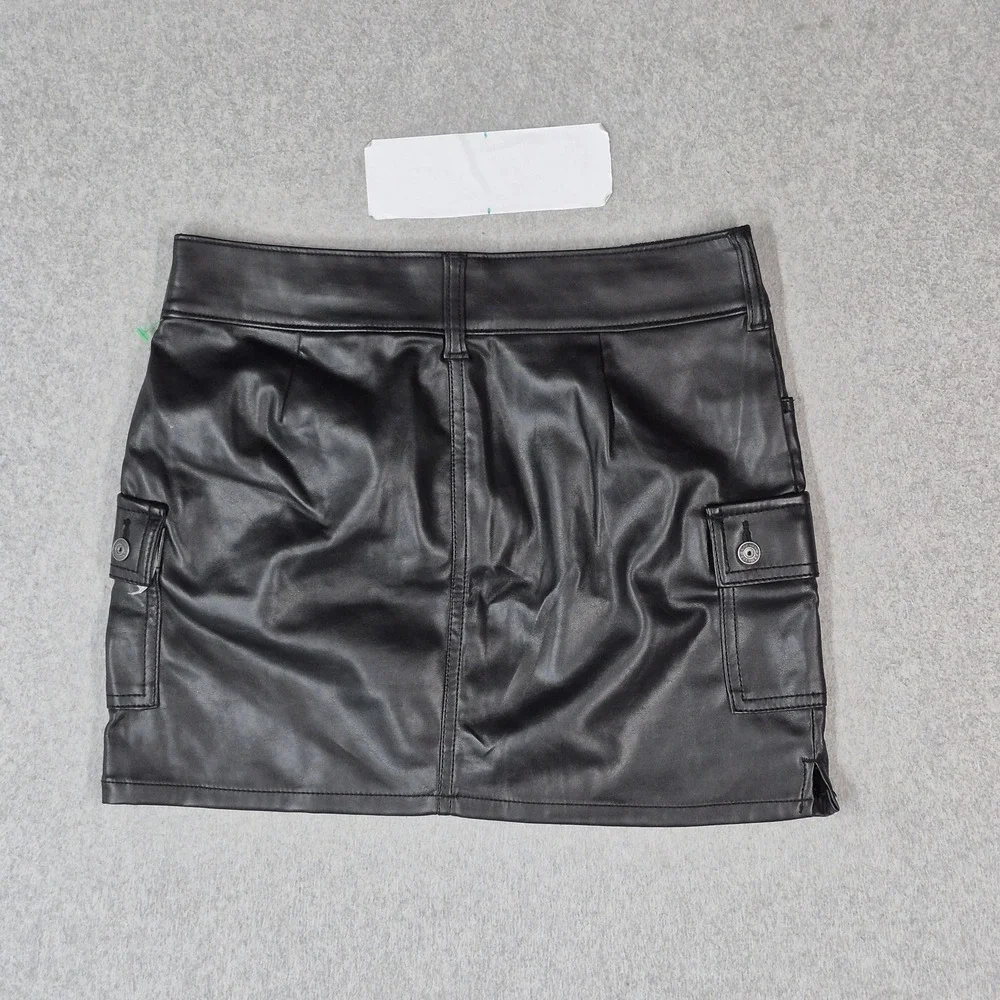 GAP Girls Skirt 14 (13-14Y) Black Mini Faux Leather Skater Grunge NWT
